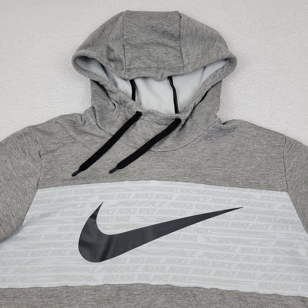 Nike Therma Fleece Pull Over GFX 2‎ Hoodie Mens Large L Gray BV2764-063